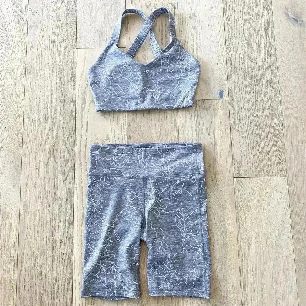 Gap fit floral bike shorts and bra top grey xs